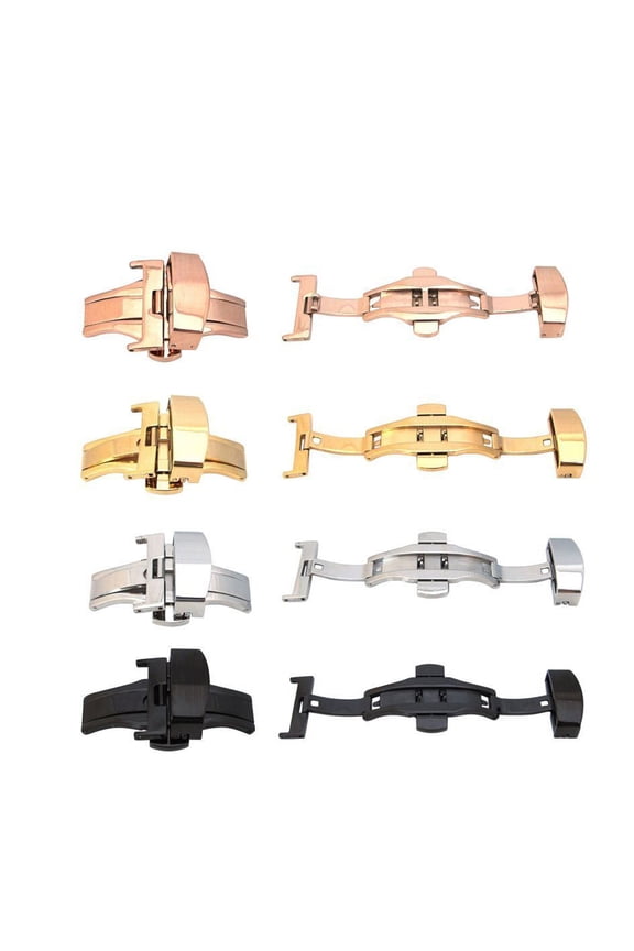 Double Push Button Watch Clasp Replacement Stainless Steel 1Set Daily Use