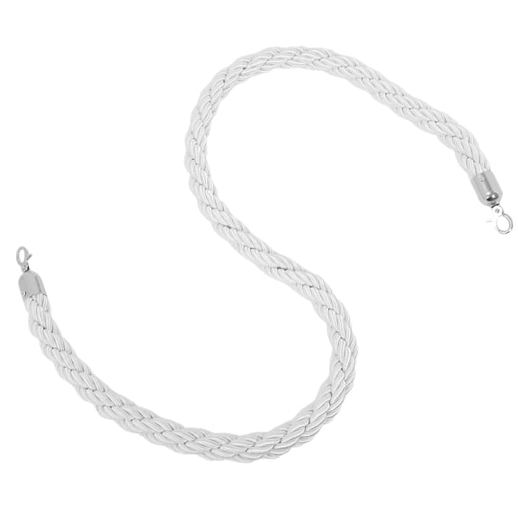 MOKKHNB White Braided Rope Barrier with Chrome Hooks for Crowd Control, Queue Management, and Event Safety