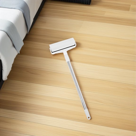 MOKKHNB White Long Handle Lint Roller for Clothes Furniture and Carpets with Adjustable Telescopic Design