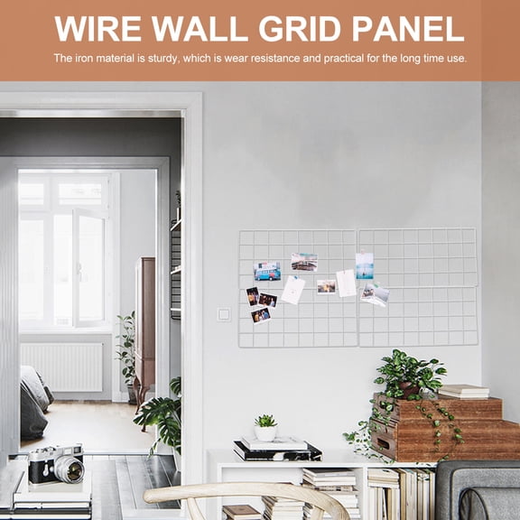 MOKKHNB White Metal Wall Grid Panel for DIY Picture Display and Room Wall Decor