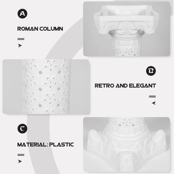MOKKHNB Elegant White Plastic Wedding Roman Pillar Flower Vase for Road Guiding and Event Use