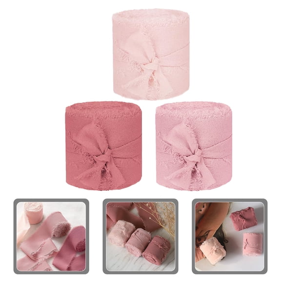 MOKKHNB Wide Chiffon Silk Ribbon Roll with Frayed Edges for Wedding Decor, Floral Bouquets, Holiday Crafts and Accessories