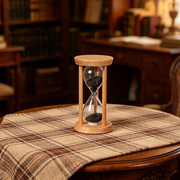MOKKHNB Beige Wooden Hourglass 3 Minute Timer Rustic Farmhouse Desk Decor