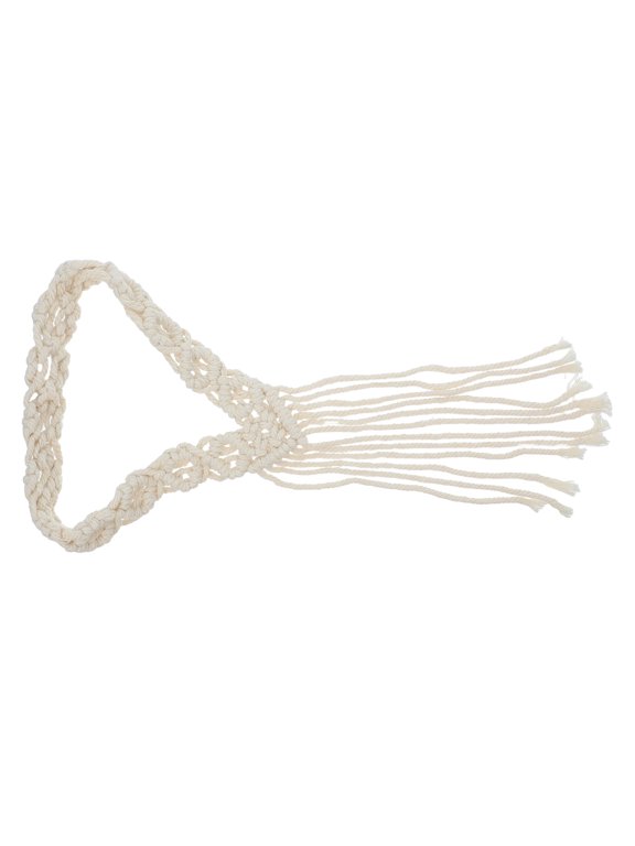 Elegant Beige Woven Headband Handcrafted Macrame Hair Wrap for Travel