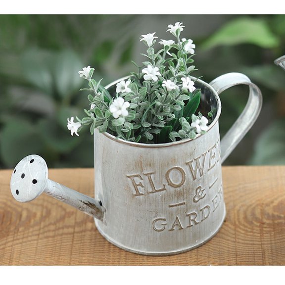 MOKKHNB rustic tin flower vase Metal Jug Silver Portable Pot for Events 1Pack