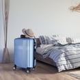 thumbnail image 1 of MOKUUD LUGGAGE Light Blue 3 Piece Luggage with TSA Lock ABS with Hooks Cross Stripe Luggage Sets 20in/24in/28in, 1 of 9