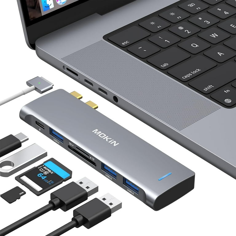 Adaptateur USB C pour MacBook Pro/Air, MOKiN USB C Hub, Mac Dongle