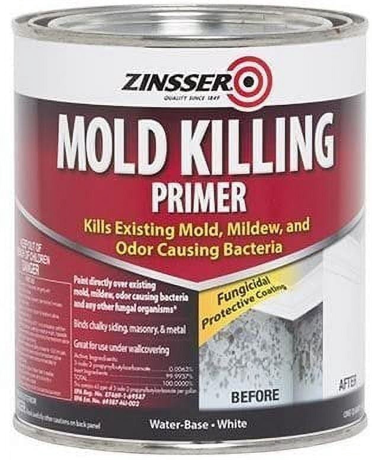 Zinsser MOLD KILLING PRIMER QT Pkg of 3 — Interior & Exterior Use, Professional Finish