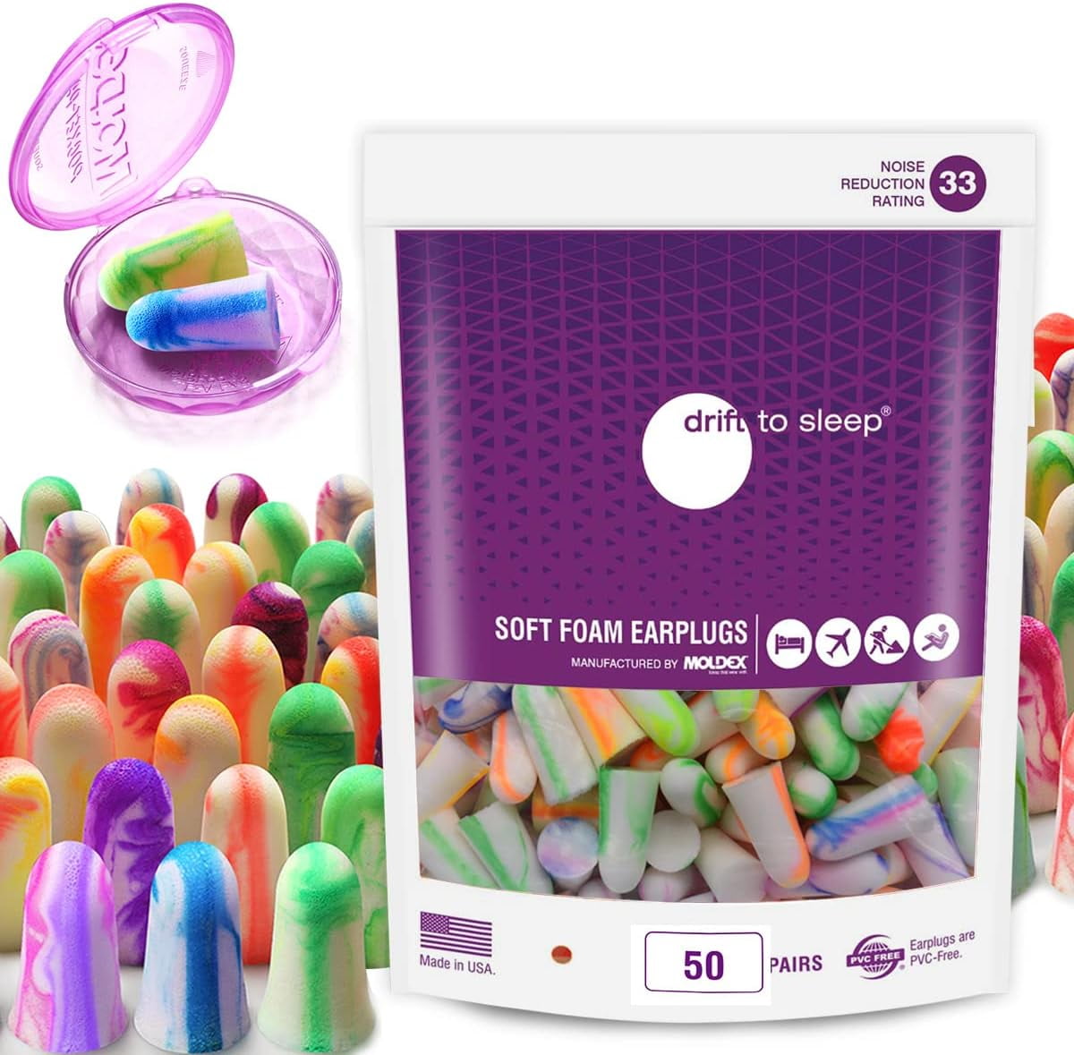 MOLDEX Sparkplugs Soft Foam Ear Plugs 50 Pairs Earplugs 33dB Highest