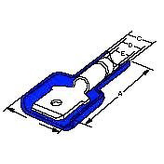 MOLEX 19001-0008 TERMINAL, MALE DISCONNECT, 0.187IN, BLUE (1 piece)