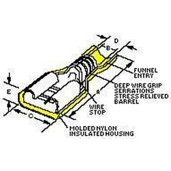 MOLEX 19005-0010 TERMINAL FEMALE DISCONNECT 0.25IN YELLOW (10 pieces)