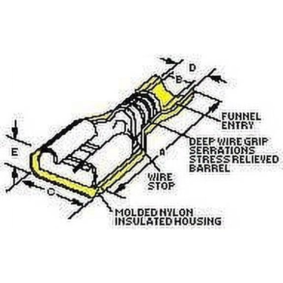 MOLEX 19005-0010 TERMINAL FEMALE DISCONNECT 0.25IN YELLOW (5 pieces)
