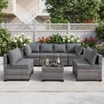 thumbnail image 1 of MOLIBYME 7 Pcs Outdoor Patio Furniture Set, Modular Outdoor Sectional Wicker Conversation Set, Rattan Sofa Set with Glass Table and Washable Cushion Covers, Gray, 1 of 10