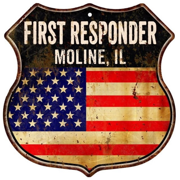MOLINE, IL First Responder USA 12x12 Metal Sign Fire Police 211110022879