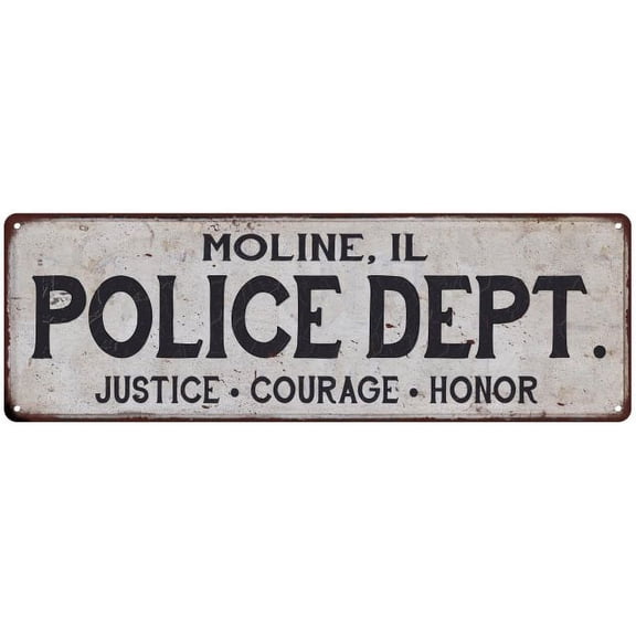 MOLINE, IL POLICE DEPT. Home Decor Metal Sign Gift 6x18 206180012874
