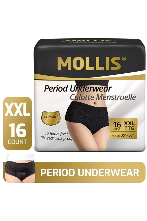 Disposable Period Underwear for Women, Postpartum Panties, Maternity Knickers Heavy Flow Leak Proof, Black (XX-Large, Count, 16)