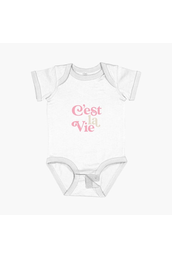 C'est La Vie in green and pink Short Sleeve Baby One-Piece
