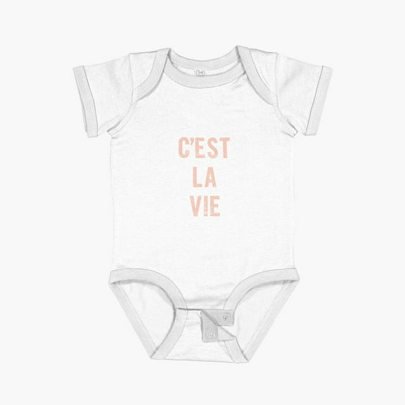 MOM & BABY C'est La Vie in green peach and pink Short Sleeve Baby One-Piece