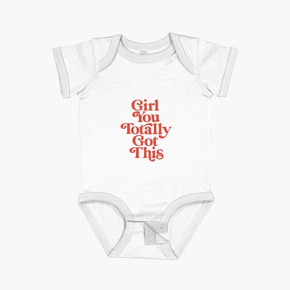 MOM & BABY Girl You Totally Got This Typography by The Motivated Type in pale pink and ruby red Short Sleeve Baby One-Piece