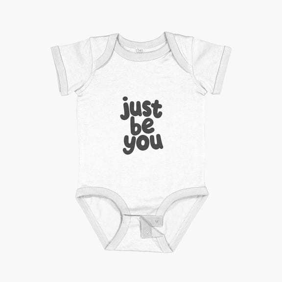 MOM & BABY Just Be You Typography by The Motivated Type in Black and Vanilla Short Sleeve Baby One-Piece