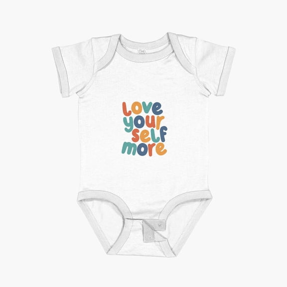 MOM & BABY Love Your Self More in red yellow green and blue Short Sleeve Baby One-Piece