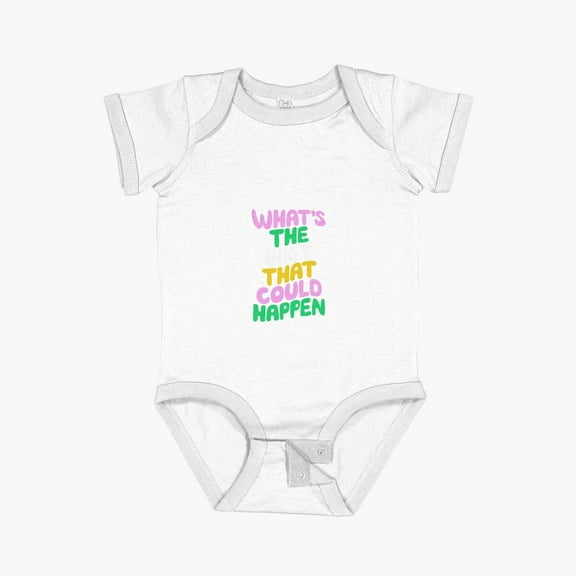 MOM & BABY Whats The Best That Could Happen Typography by The Motivated Type in Blueberry Blue Flamingo Pink and Bold Green Short Sleeve Baby One-Piece