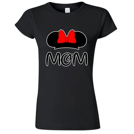 MOM Cartoon T-Shirt Minnie mouse Ears Printed Tee Color Black 2X-Large