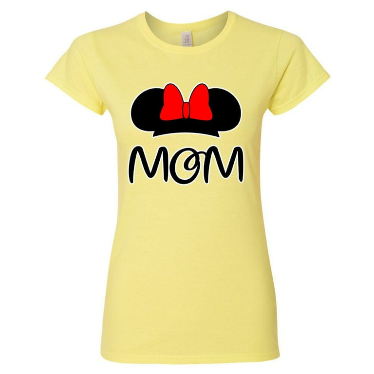 MOM Cartoon T Shirt Minnie mouse Ears Printed Tee Color Yellow