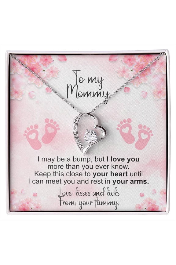 MOM TO Be Necklaces, Gift for Pregnant Woman, Pregnancy Gift, First Time Mom Gift, First Time Mom To Be Gifts, Gifts For Expecting Moms - Forever Love Necklace - White Gold or Yellow Gold - Gift Box