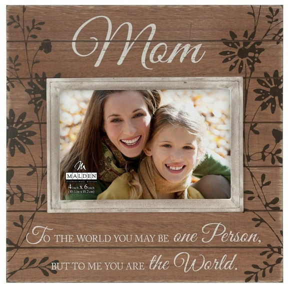 Malden International Designs Sun Washed Words Mom Walnut Distressed Picture Frame, 4x6, Walnut