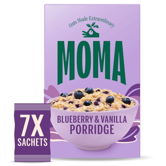 MOMA Blueberry & Vanilla Porridge 7 Sachets 280g, Imported from Britain
