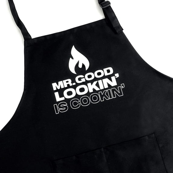 UP THE MOMENT Mr. Good Lookin? is Cookin? Apron, Funny Apron for Men, BBQ Grill Apron, Chef Apron, Funny Apron for Dad, Mens Funny Apron, Funny Chef Apron for Men
