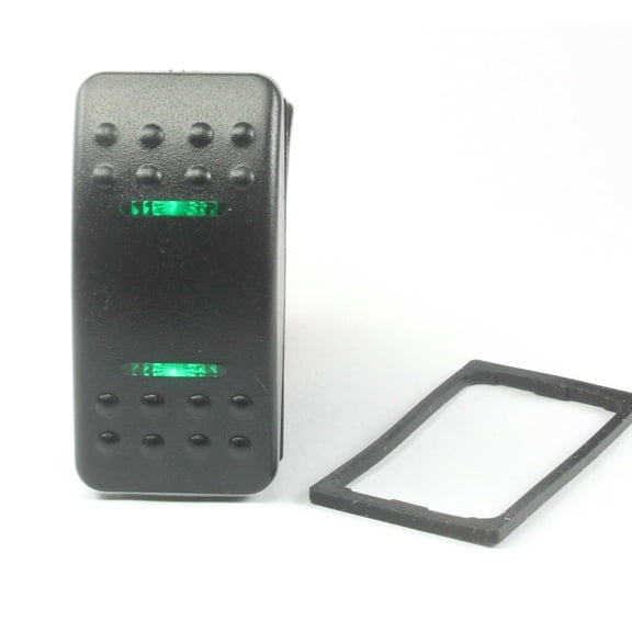 MOMENTARY Rocker Switch DPDT, 20A 12VDC, Illuminated Green 7pins Waterproof; Compatible with Carling