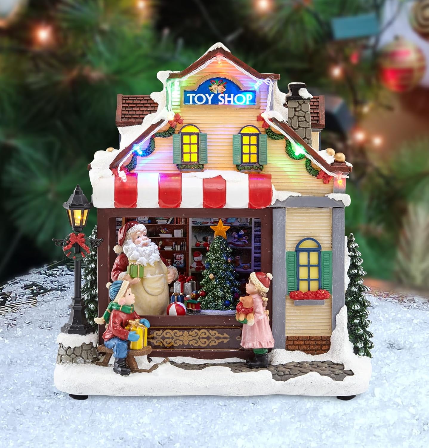 Moments In Time Resin Christmas Village Building - Breakfast Nook With LED Lights & Christmas Music, 9.5"H Battery Operated - View #11