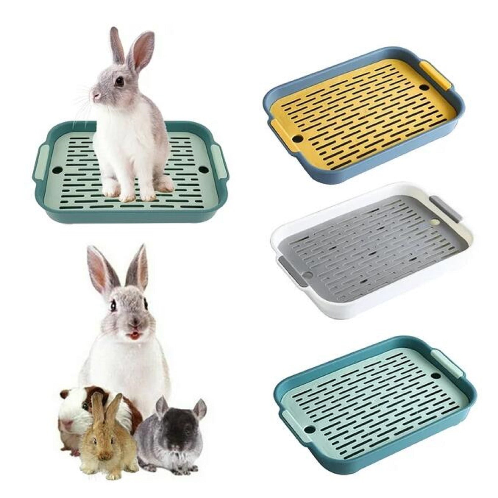 MOMFEI Rabbit Litter Box With Grate Large Pig Litter Pan Anti Turnover