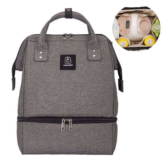 MOMIGO DiaperBreast Pump Backpack - Cooler and Moistureproof Bag Double Layer for Mother Outdoor Working Backpack with USB Charging Port for Women Men, Large