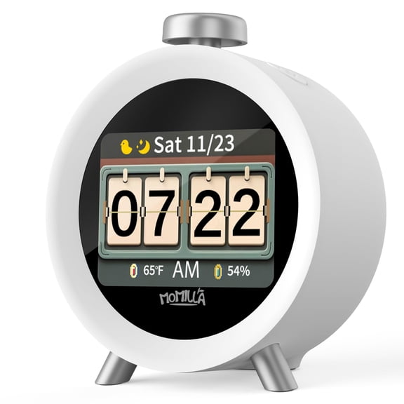 MOMILLA Alarm Clock for Kids Bedrooms, 7-Day Programmable 4 Alarms 8 Colorful Themes, Loud Clock for Heavy Sleepers Adults Teen Boys Girls, Easy to Set, White Noise Sound Machine, Hourly Chime