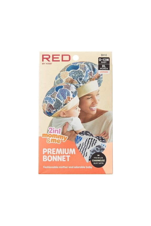 Red by Kiss 2-in-1 Mommy & Me Bonnet Sleeping Caps Hair Bonnet Hair Wrap (Leopard)