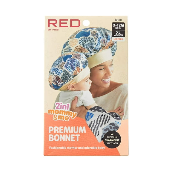 Red by Kiss 2-in-1 Mommy & Me Bonnet Sleeping Caps Hair Bonnet Hair Wrap (Leopard)