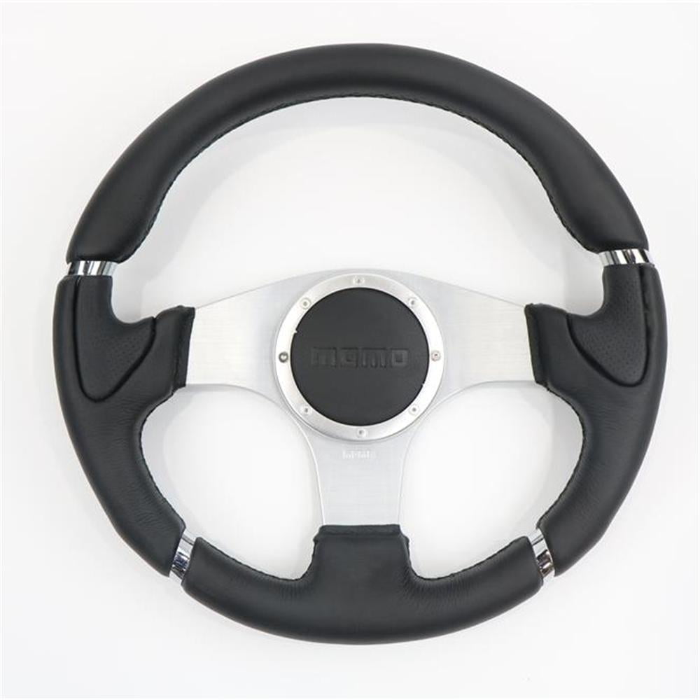 MOMO x FORTUNE Full Speed 348D Black Leather Spoke Red Top