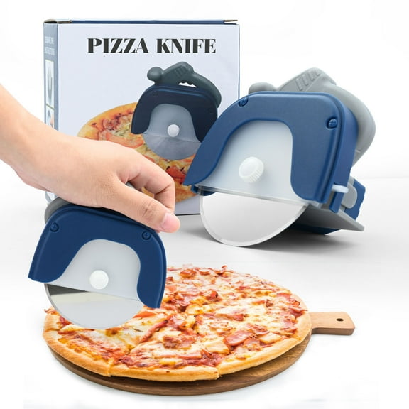 MOMODI Pizza Cutter Wheel, Circular Saw Stainless Steel Pizza Wheel, Easy to Clean with Removable Shield, Fun Kitchen Gadget-Blue
