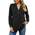 thumbnail image 1 of MOMOFEEL Womens Long Sleeve Shirts Casual V Neck Tunic Tops Loose Pullover Blouses For Spring or Summer (M9006 Black L), 1 of 6