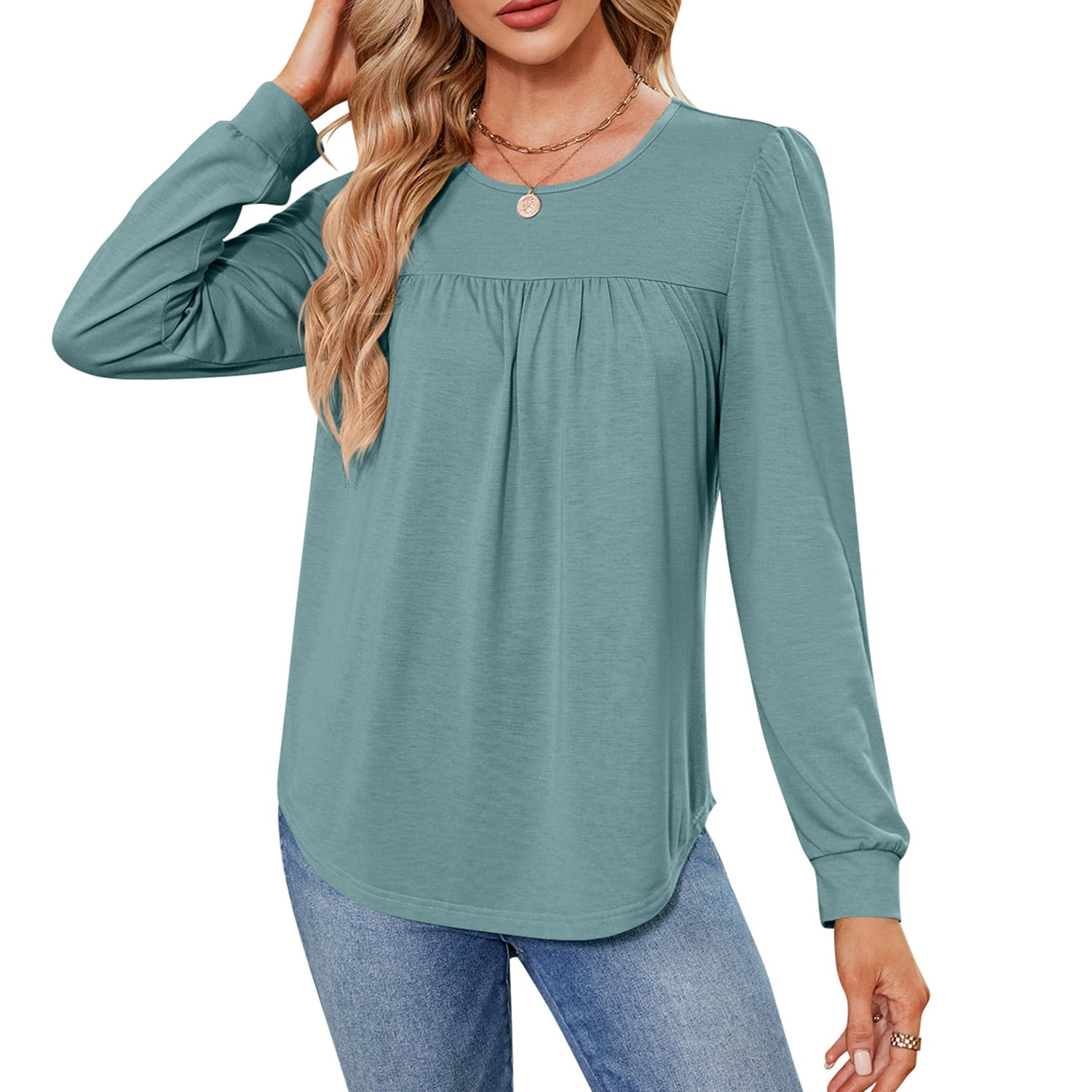 Newchoice Women's Batwing Long Sleeve T-Shirt - Loose Fit Round Neck Tunic Top, Black, Medium - View #4