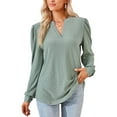 thumbnail image 1 of MOMOFEEL Long Sleeve Shirt For Woman Tunic Tops Casual Loose Blouse For Spring or Summer (M9010 Dark Green S), 1 of 5