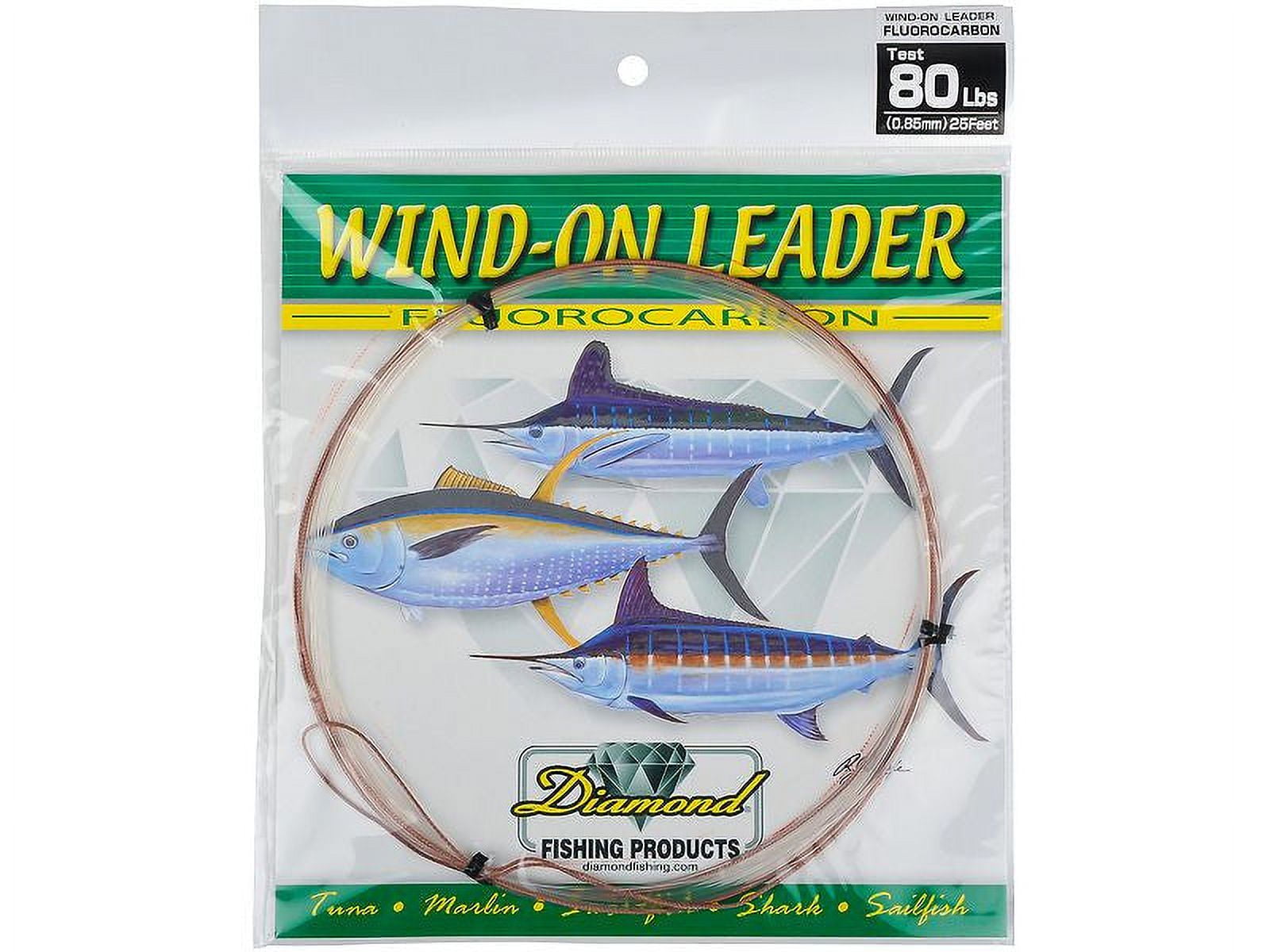 Diamond Fishing Products Diamond Fluoro Wind-On 25ft 80# Fluorocarbon Leader