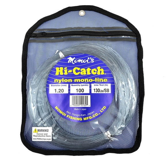 MOMOI Hi-Catch Leader Coil 100 Yards Smoke Blue, 100# Line & Leader