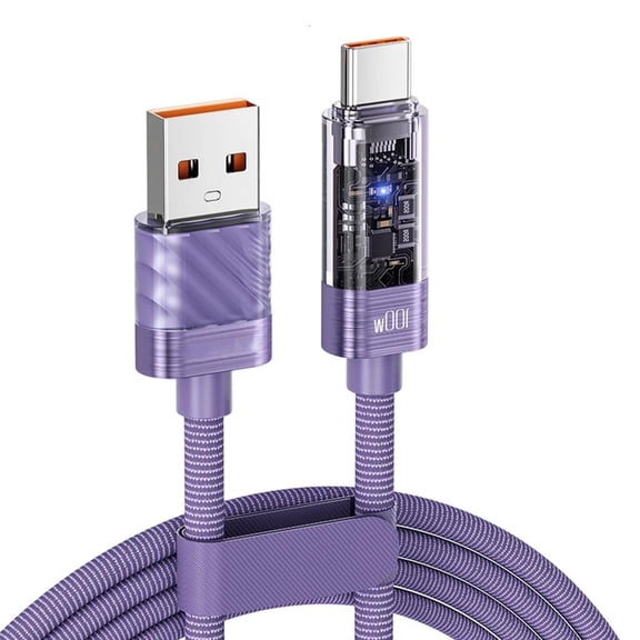 MOMOJIA 100W USB to USB C Cable with Clear Housing Auto Cutoff For Multiple Devices