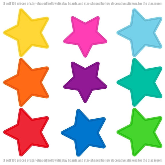 MOMOJIA 108Counts Star Cutouts Assorted Color Star Die Cut for Bulletin Board Classroom Wall Decoration School Art Craft Project
