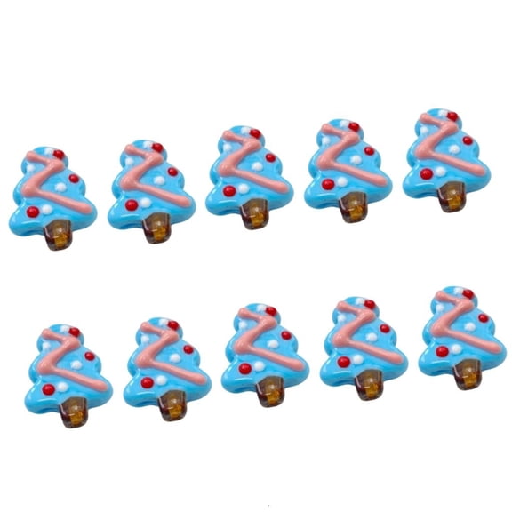 MOMOJIA 10Pcs Christmas Tree Art Beads For Christmas Tree Ornament Hand Painted Glass Beads For Craft Bracelets Jewelry Crafting