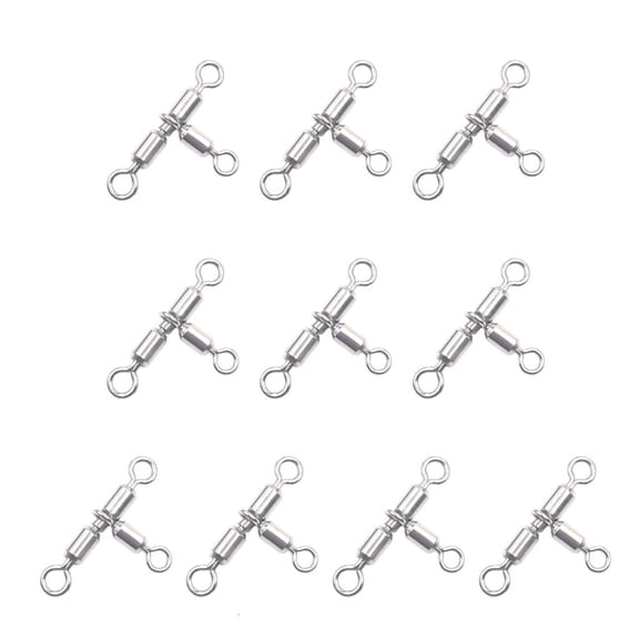MOMOJIA 10pcs 3 Way Swivels Rotating Crossline Swivels Saltwater Fishing Rolling Swivels